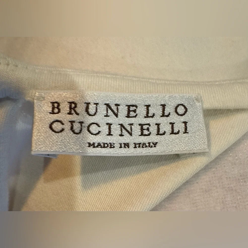 Brunello Cucinelli Short Sleeve Peplum Top Off White Medium Hanger 34 Italy 6 - Picture 9 of 14